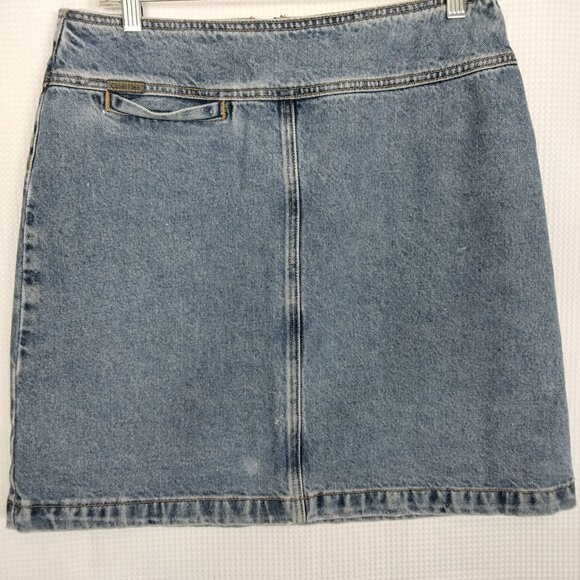CALVIN KLEIN DROP YOUR YOKE SHORT DENIM PENCIL SKIRT, sz 10 - Picture 6 of 9